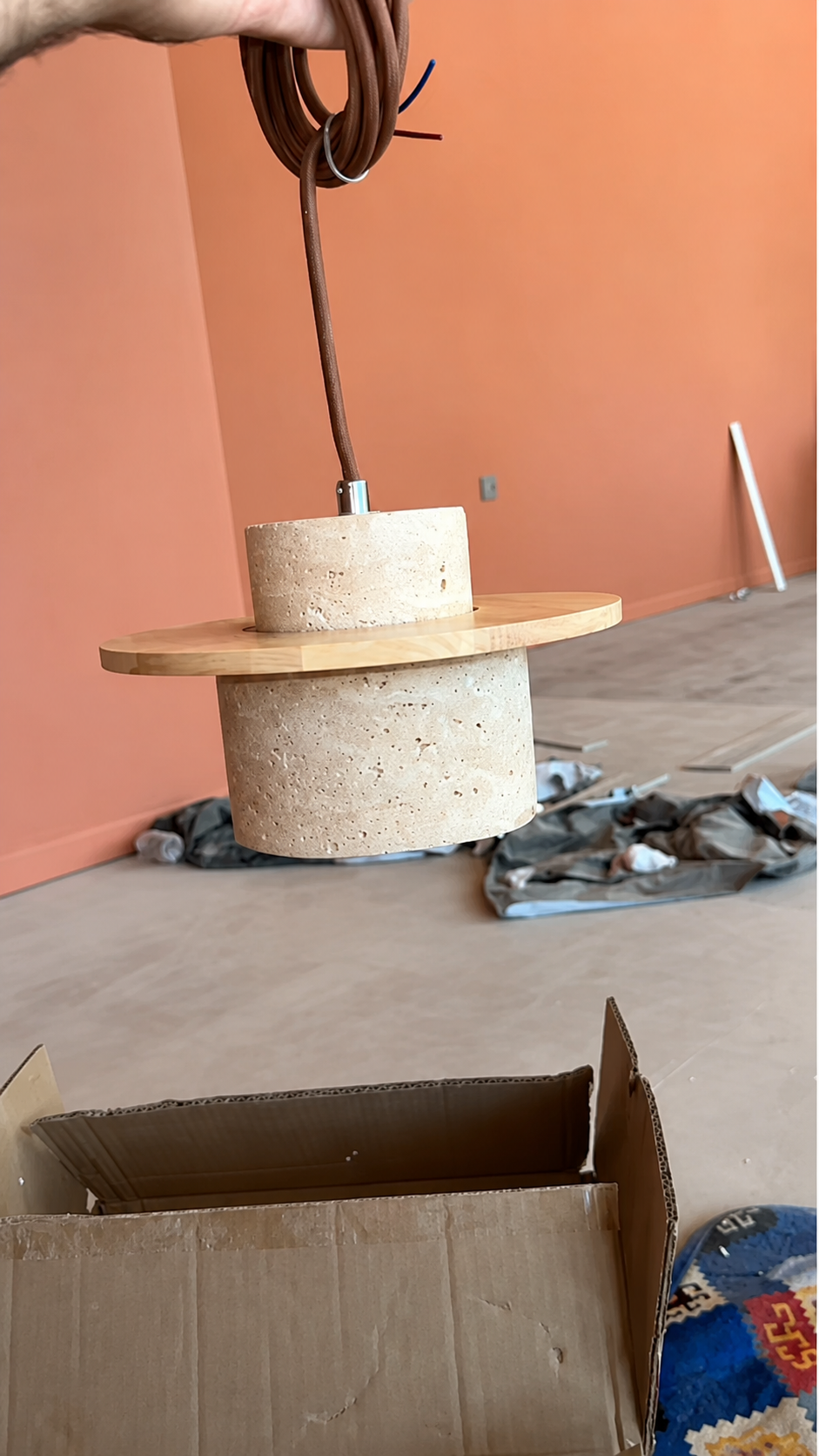 Ishi | Japandi Travertine Pendant Light