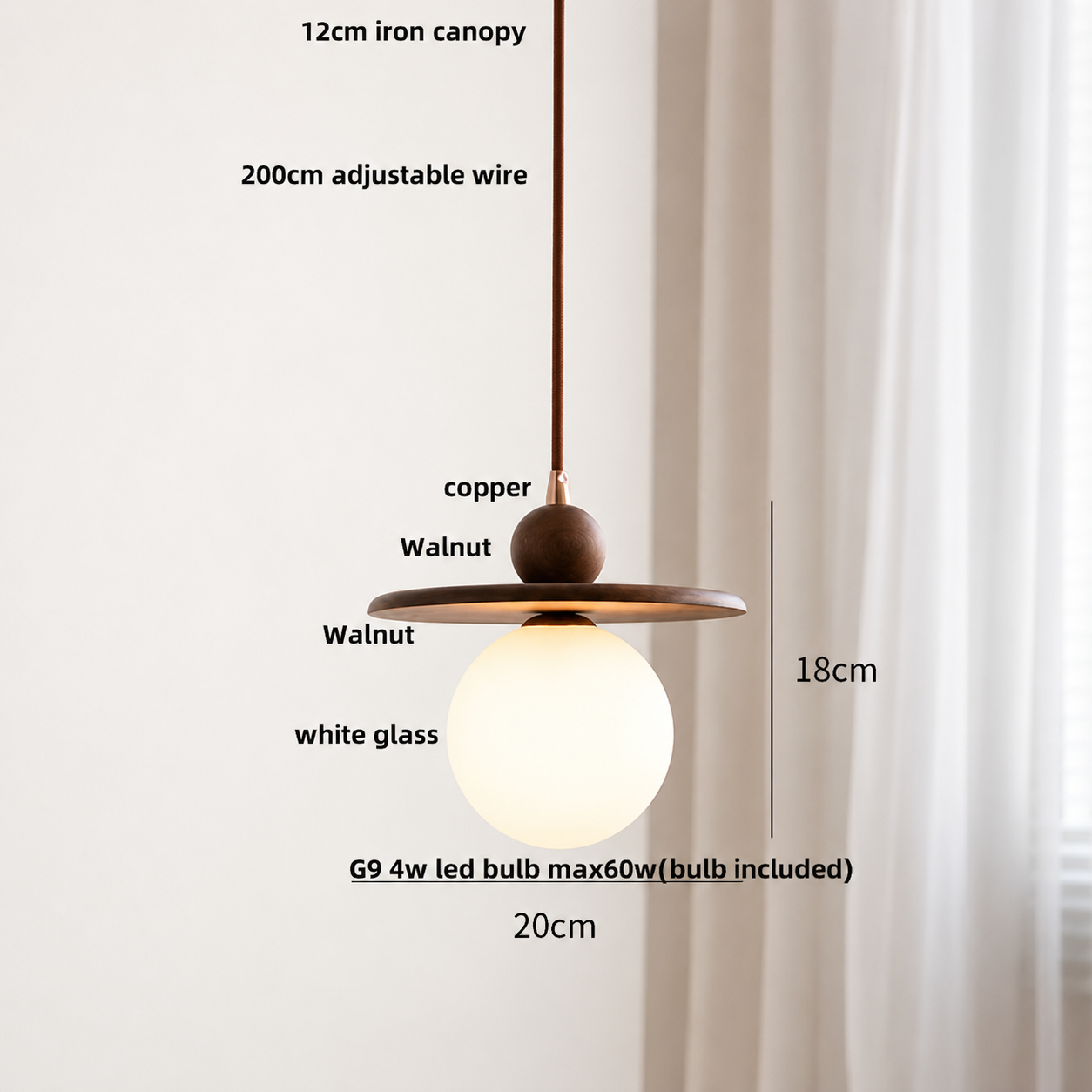 Alba | Nordic Glass Globe Pendant Light