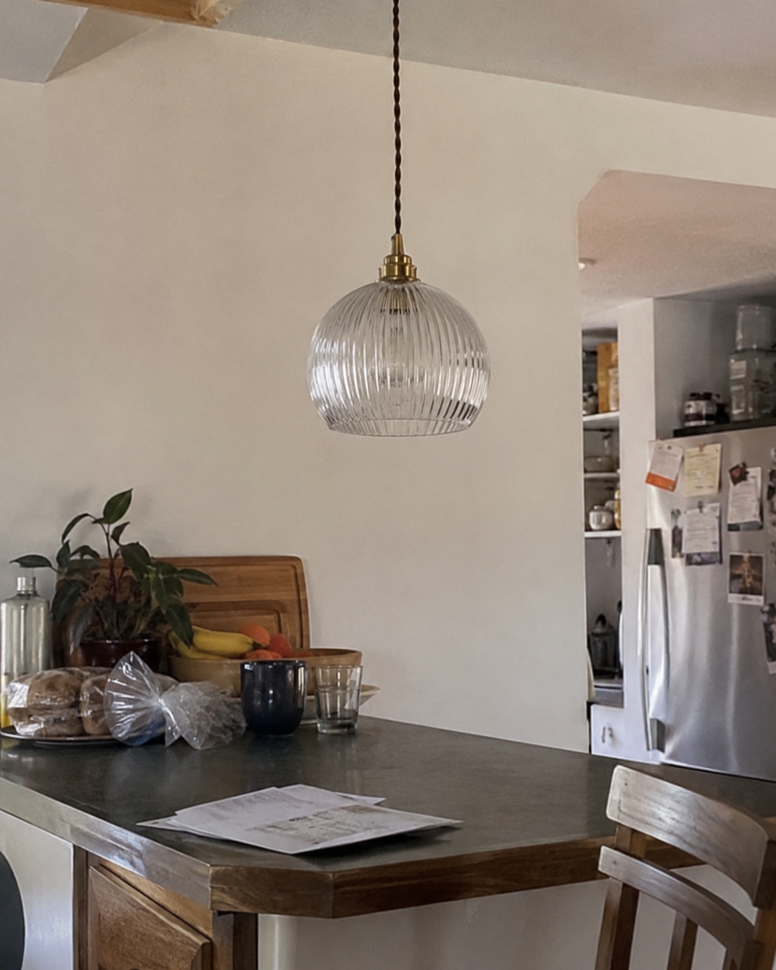 Iris | Ribbed Glass Globe Pendant