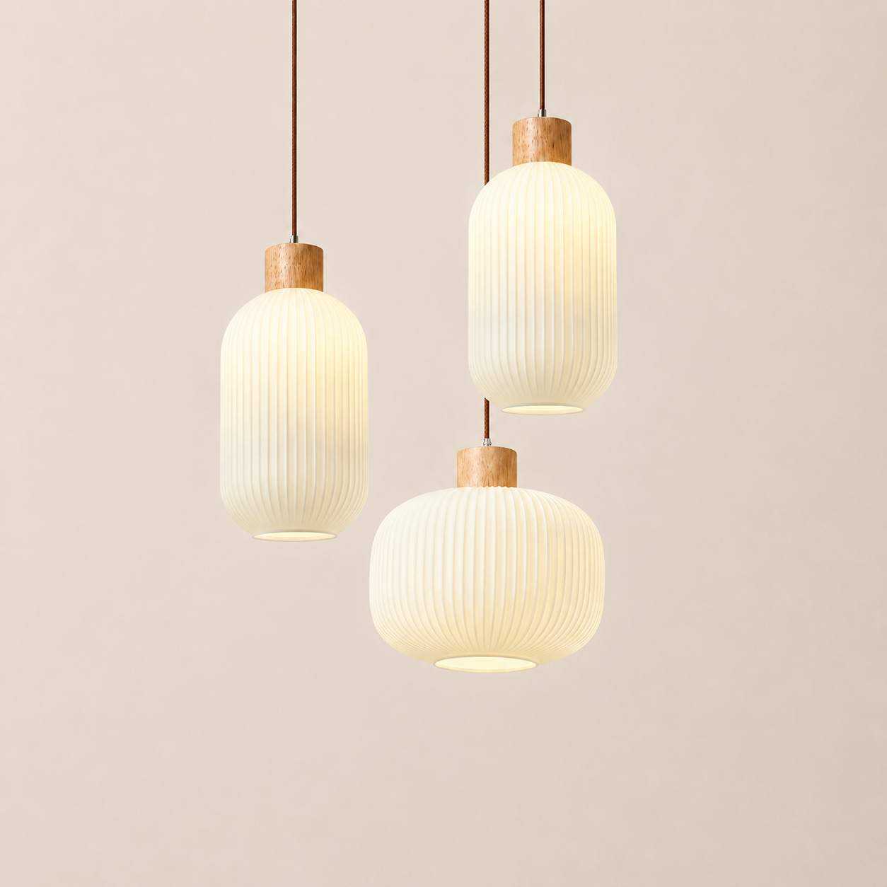 Mei | Ribbed Glass Lantern Pendant
