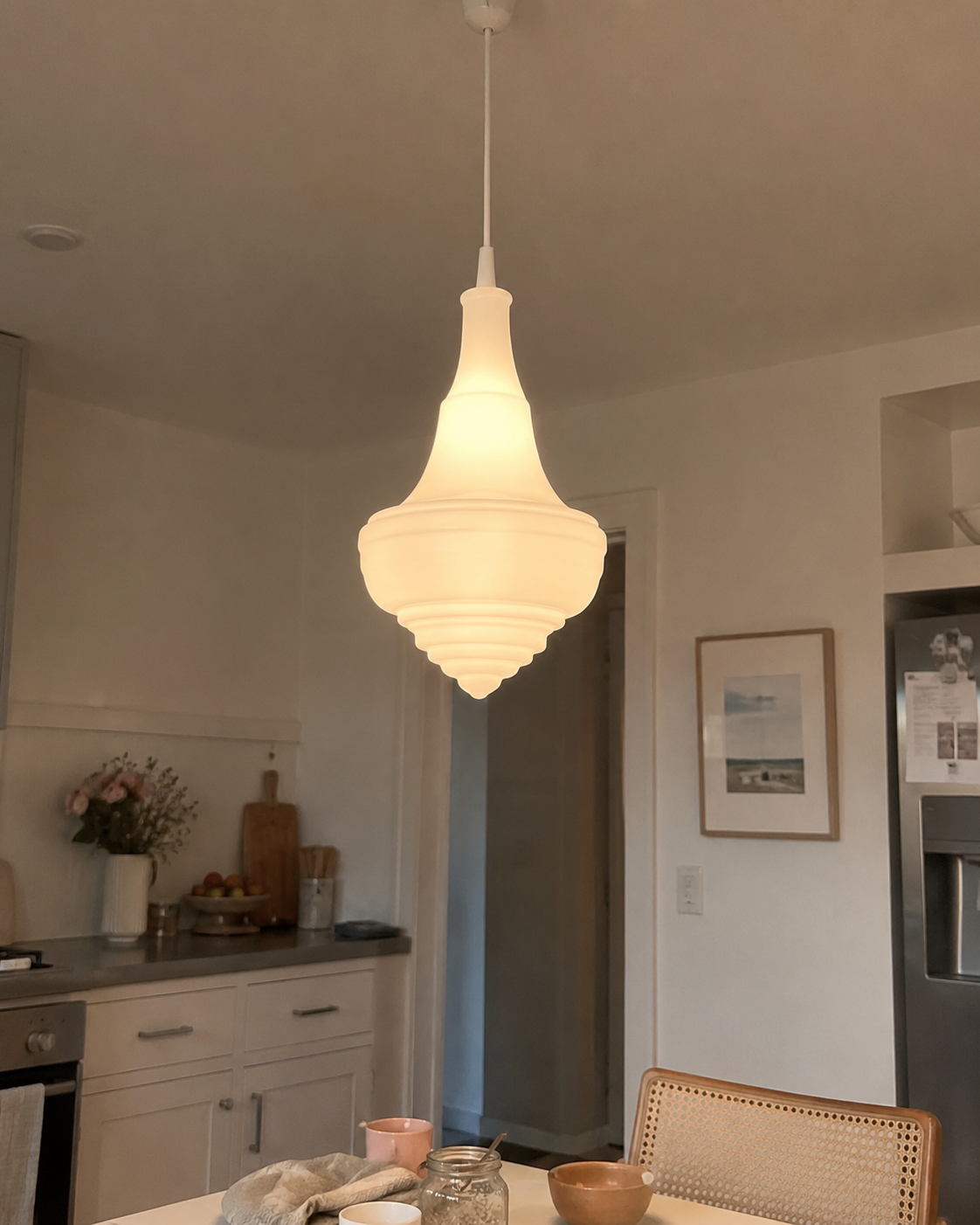 Astrid | Sculptural Ribbed Glass Pendant