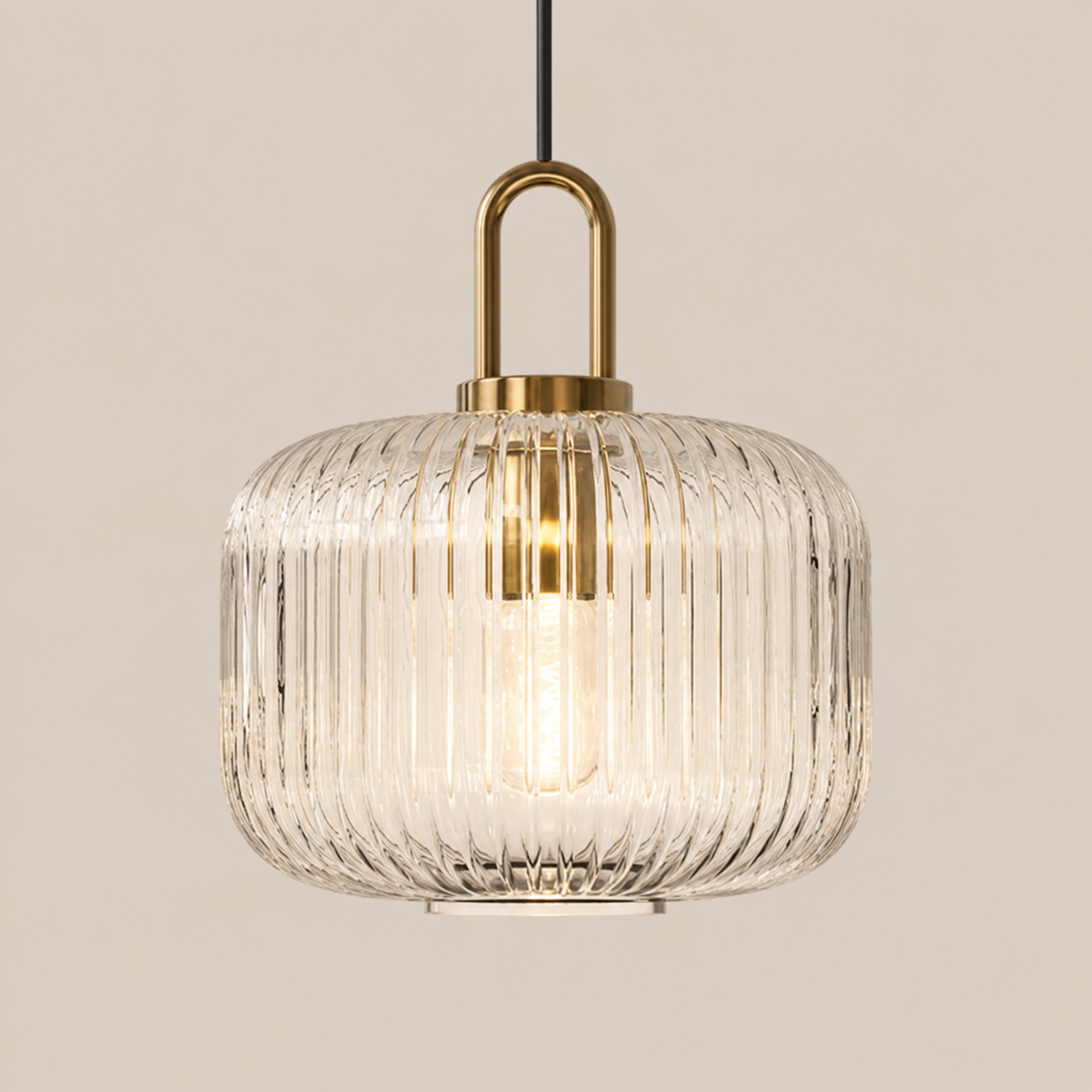 Theo | Ribbed Glass Loop Pendant