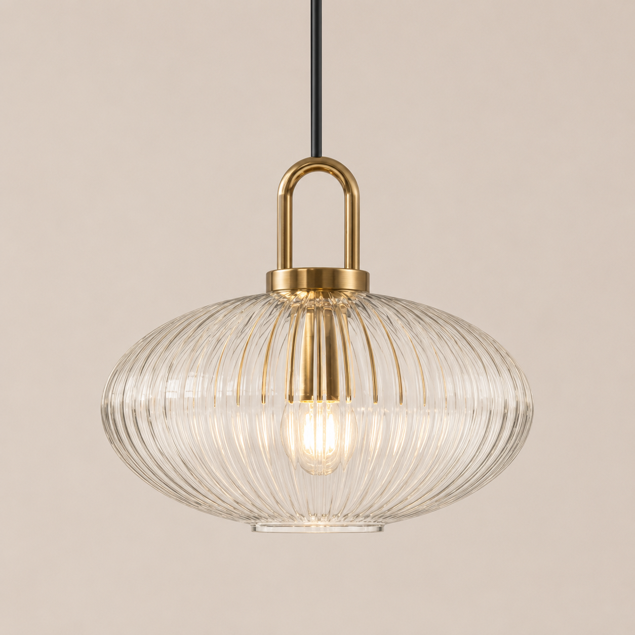 Theo | Ribbed Glass Loop Pendant