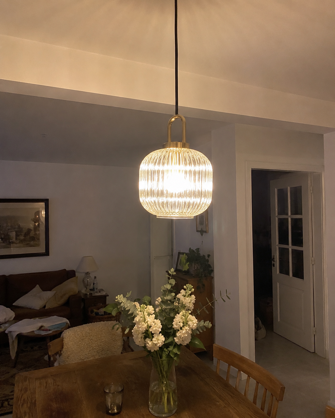 Theo | Ribbed Glass Loop Pendant