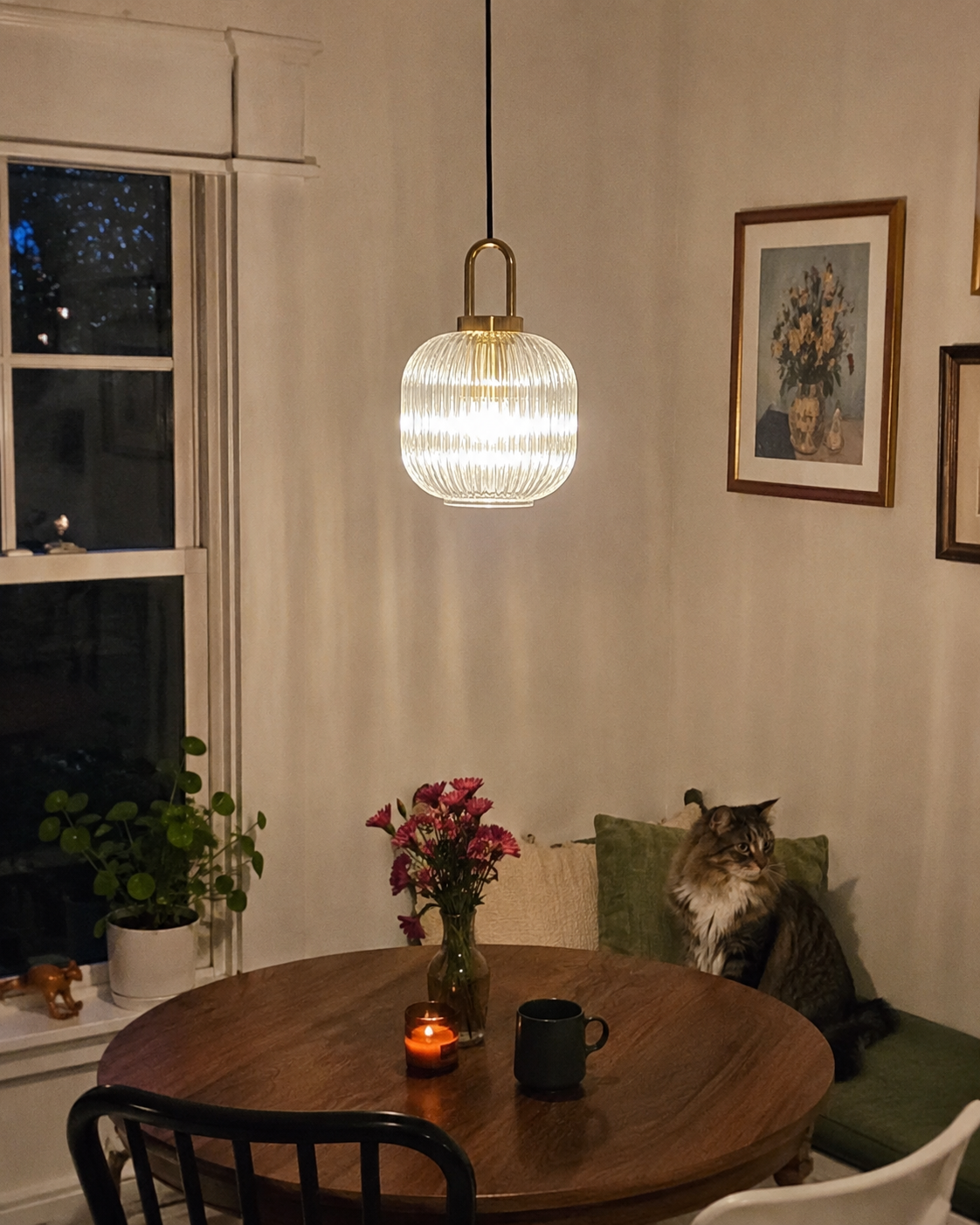 Theo | Ribbed Glass Loop Pendant