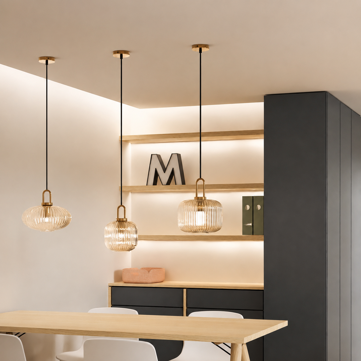 Theo | Ribbed Glass Loop Pendant