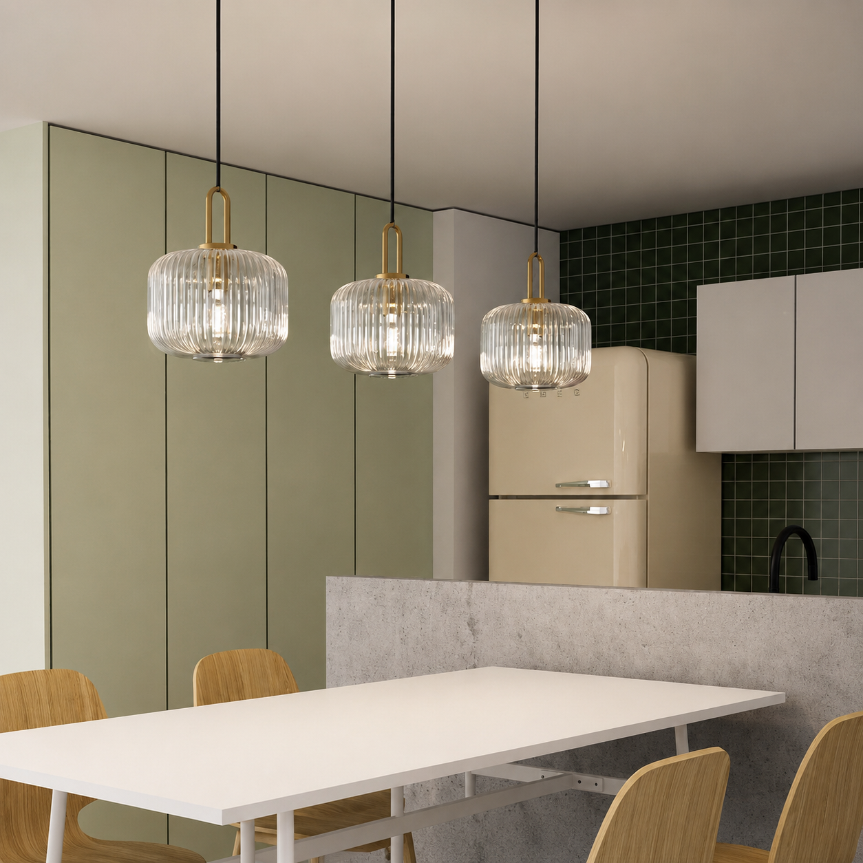 Theo | Ribbed Glass Loop Pendant