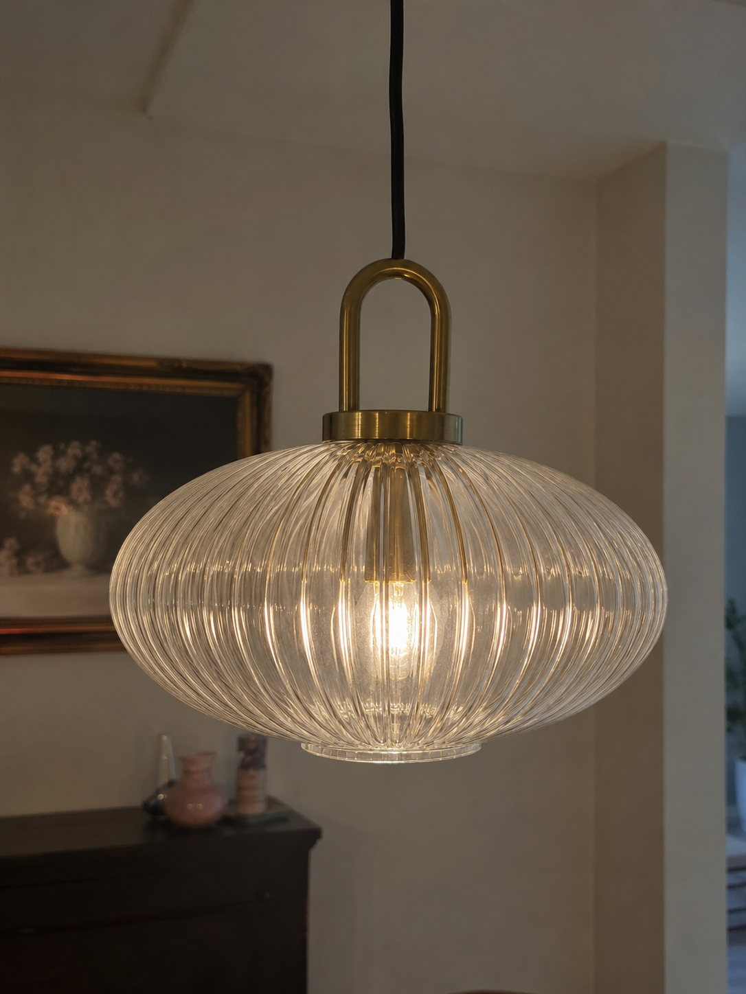 Theo | Ribbed Glass Loop Pendant