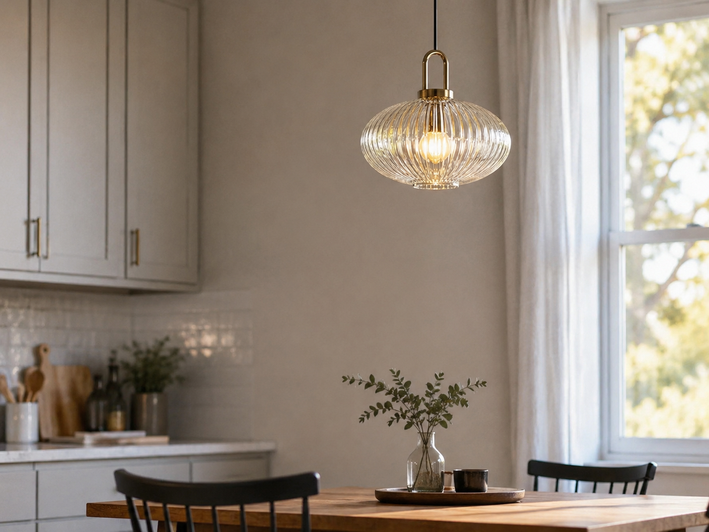 Theo | Ribbed Glass Loop Pendant