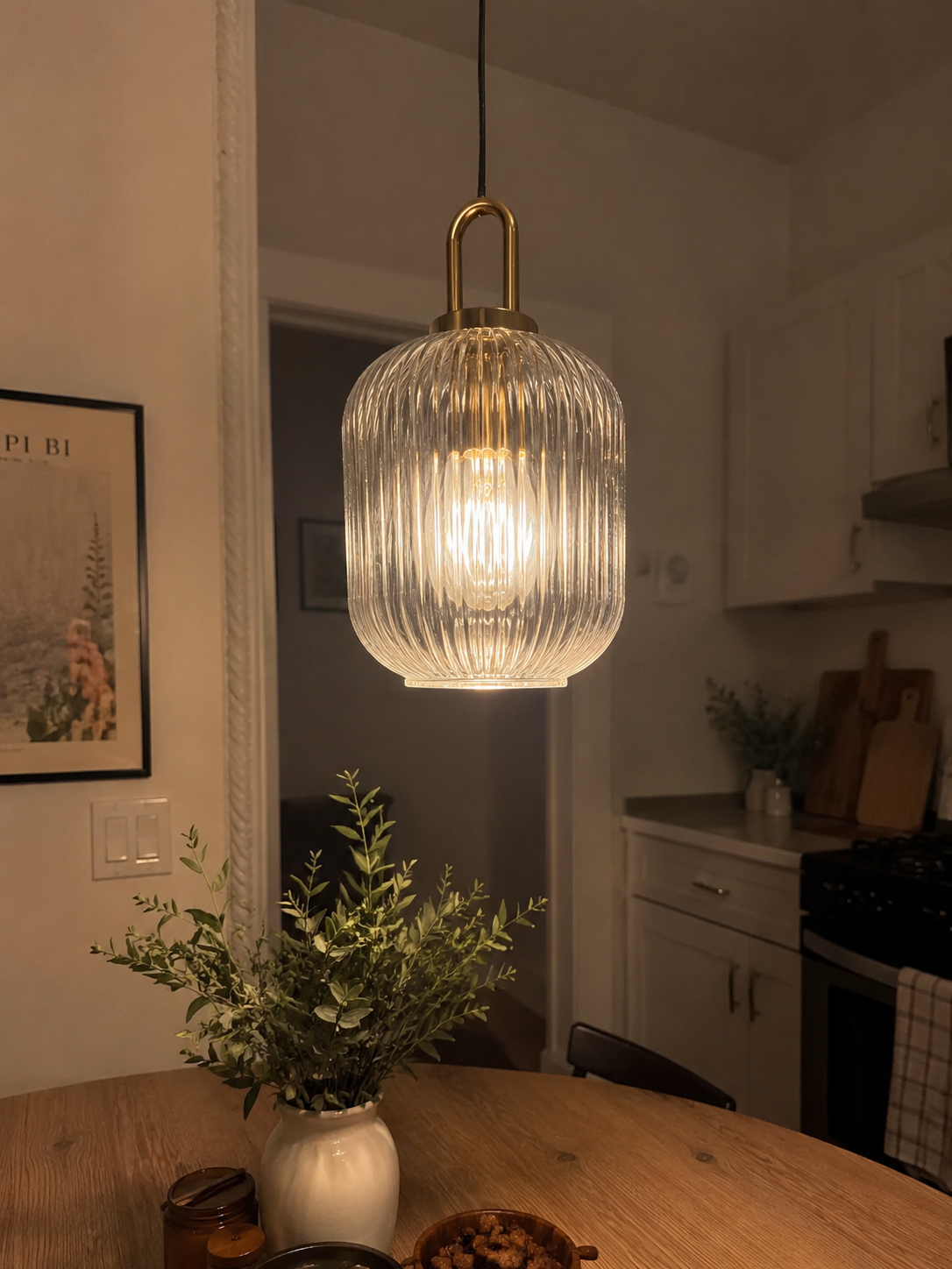 Theo | Ribbed Glass Loop Pendant