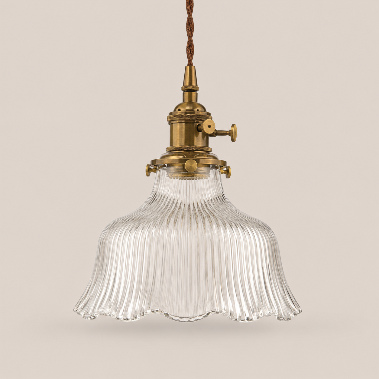 Elin | Ribbed Petal Glass Pendant