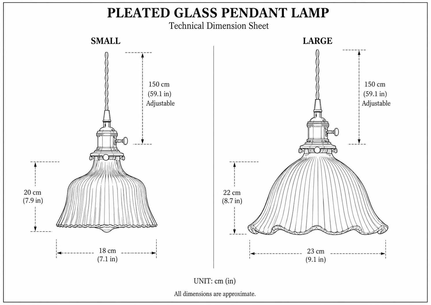 Elin | Ribbed Petal Glass Pendant