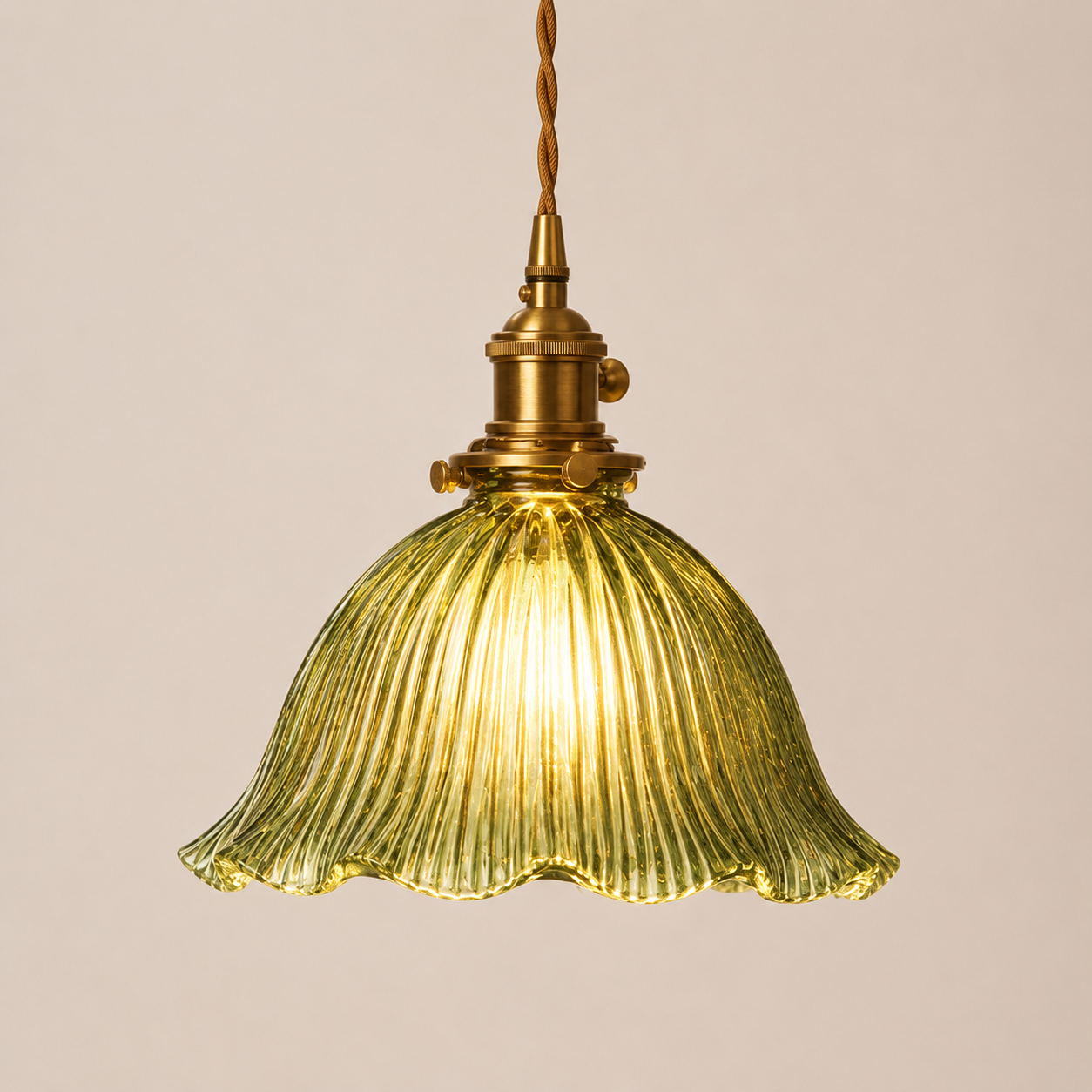 Elin | Ribbed Petal Glass Pendant