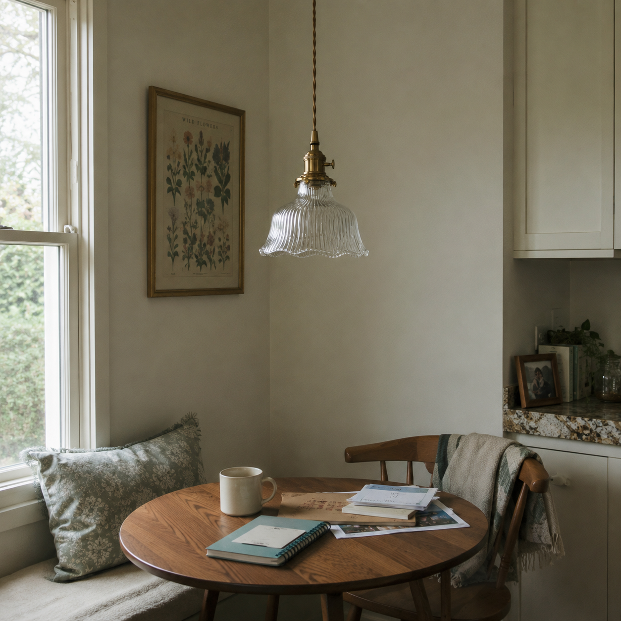 Elin | Ribbed Petal Glass Pendant