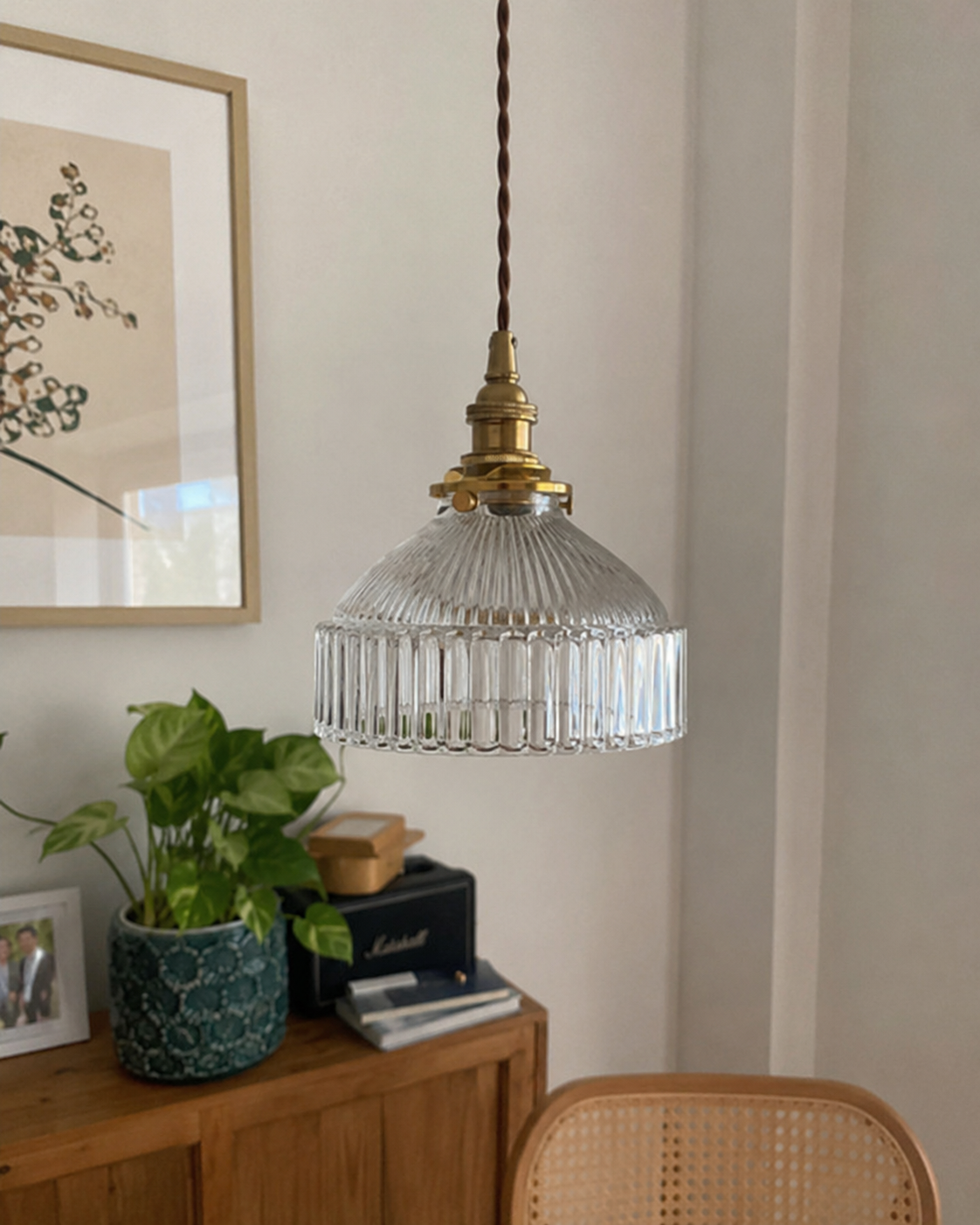 Sylvie | Ribbed Glass Pendant