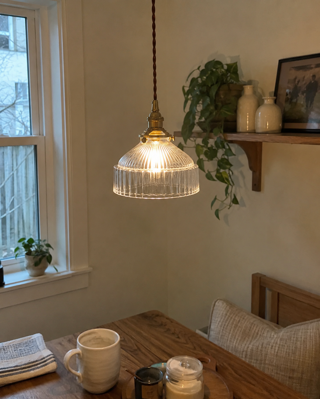 Sylvie | Ribbed Glass Pendant