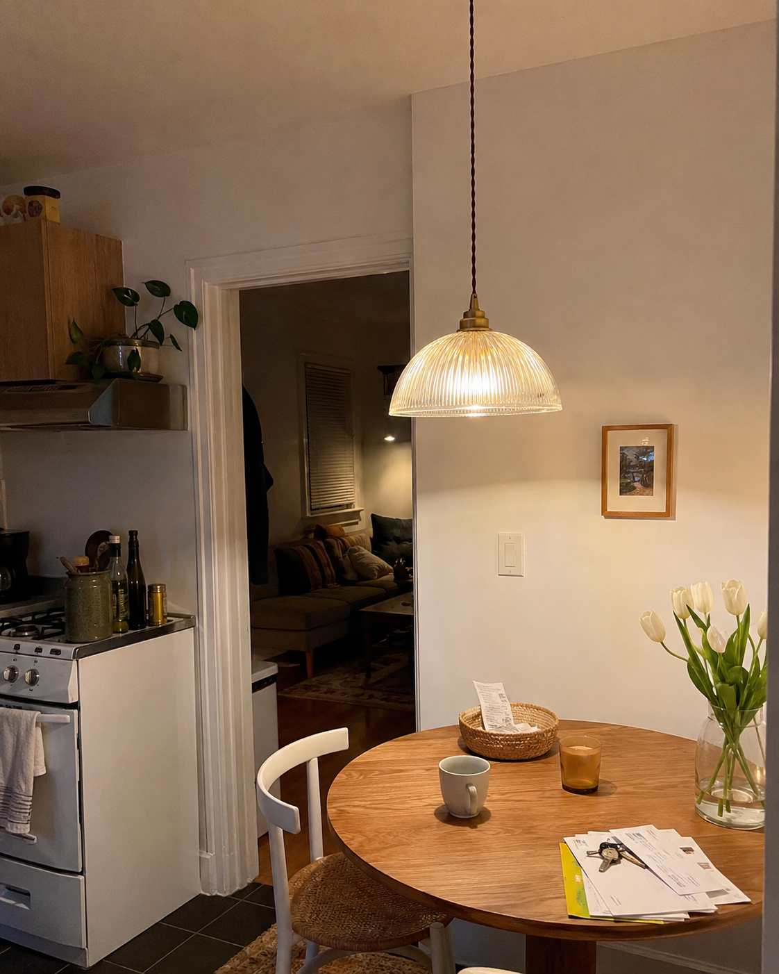 Coralie | Ribbed Glass Dome Pendant