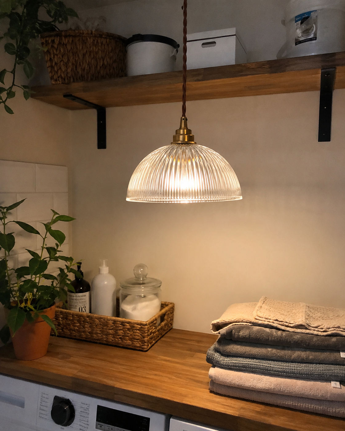 Coralie | Ribbed Glass Dome Pendant