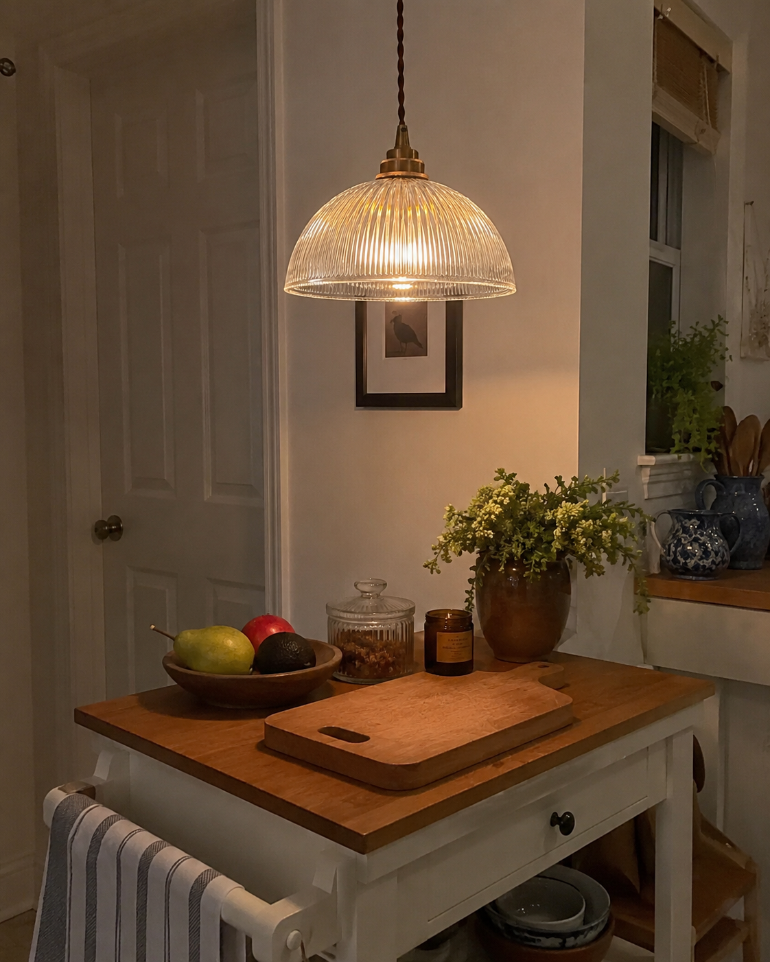 Coralie | Ribbed Glass Dome Pendant