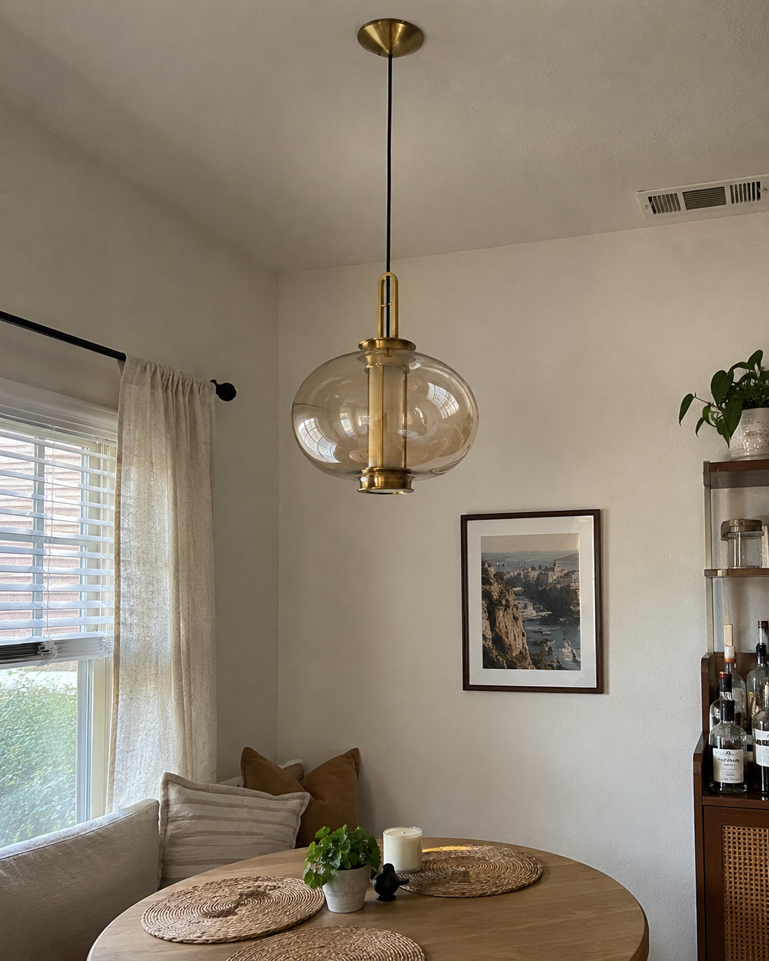 Genevieve | Amber Glass Lantern Pendant