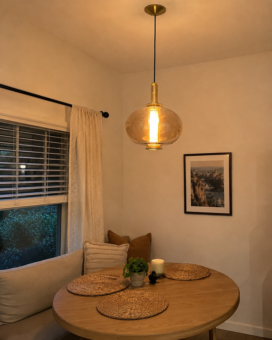 Genevieve | Amber Glass Lantern Pendant