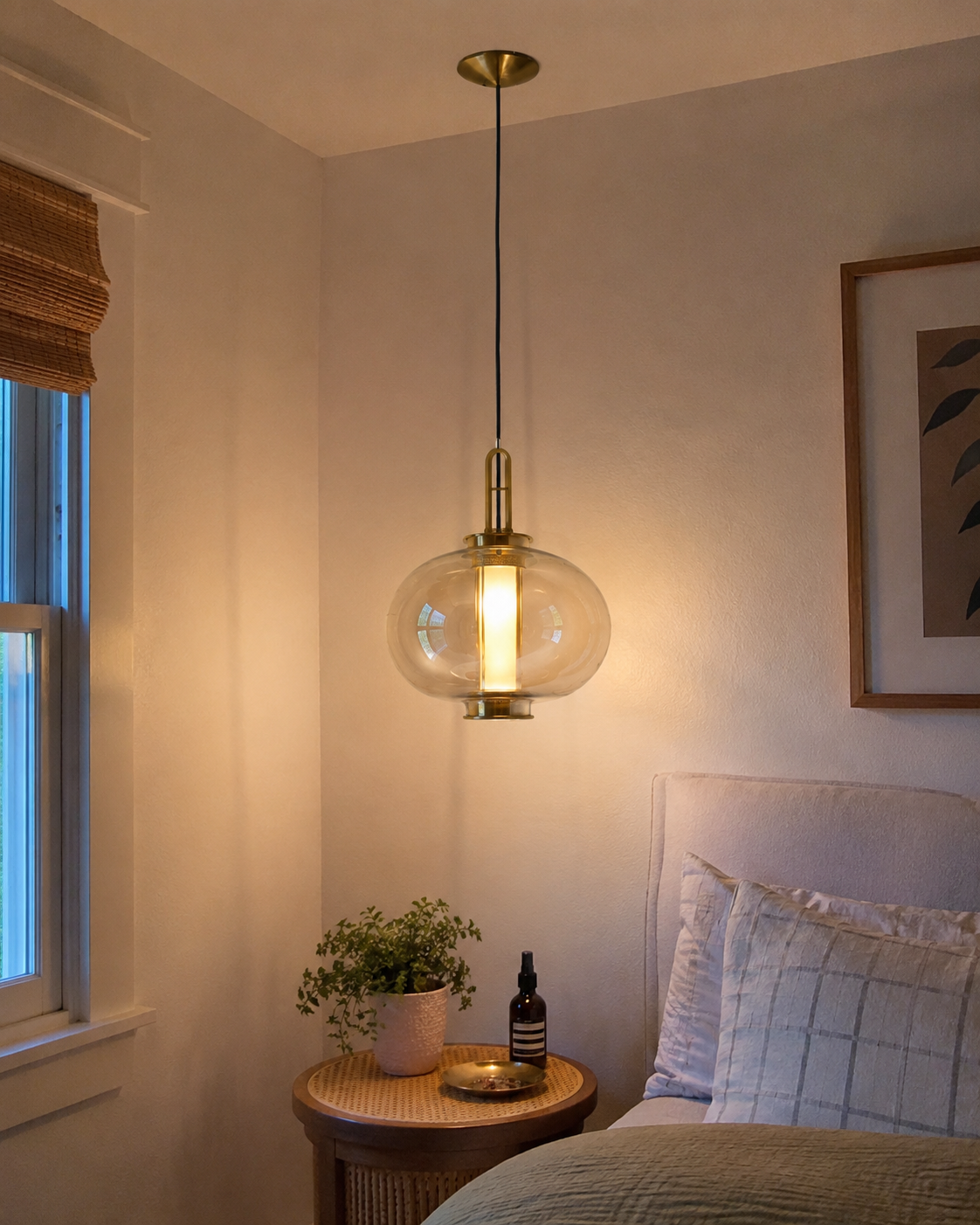 Genevieve | Amber Glass Lantern Pendant