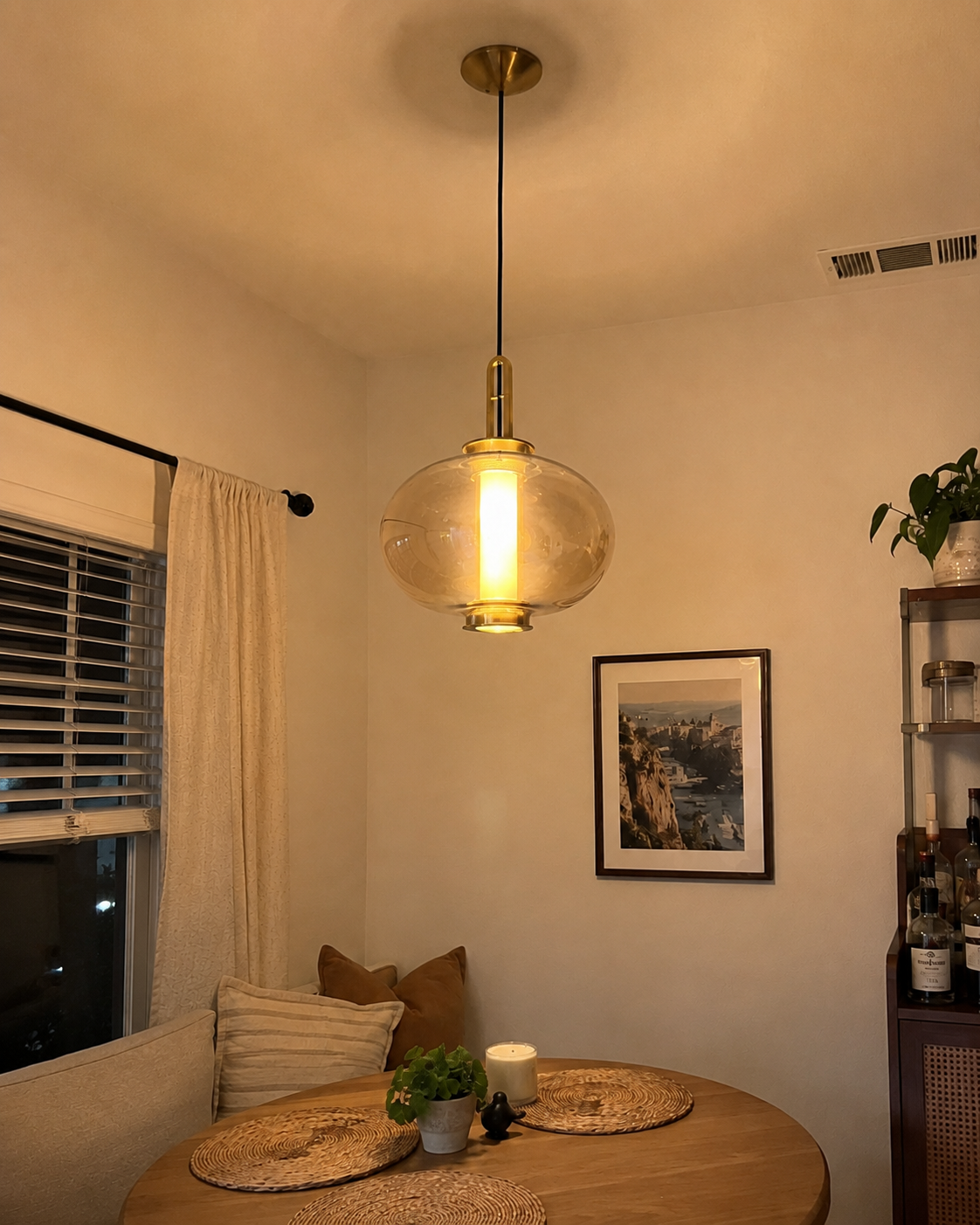 Genevieve | Amber Glass Lantern Pendant