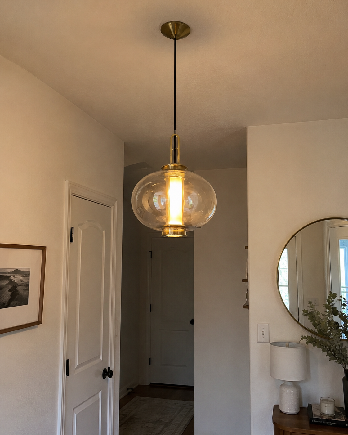 Genevieve | Amber Glass Lantern Pendant