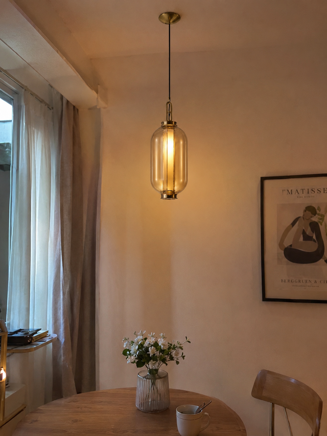 Isabelle | Amber Glass Lantern Pendant