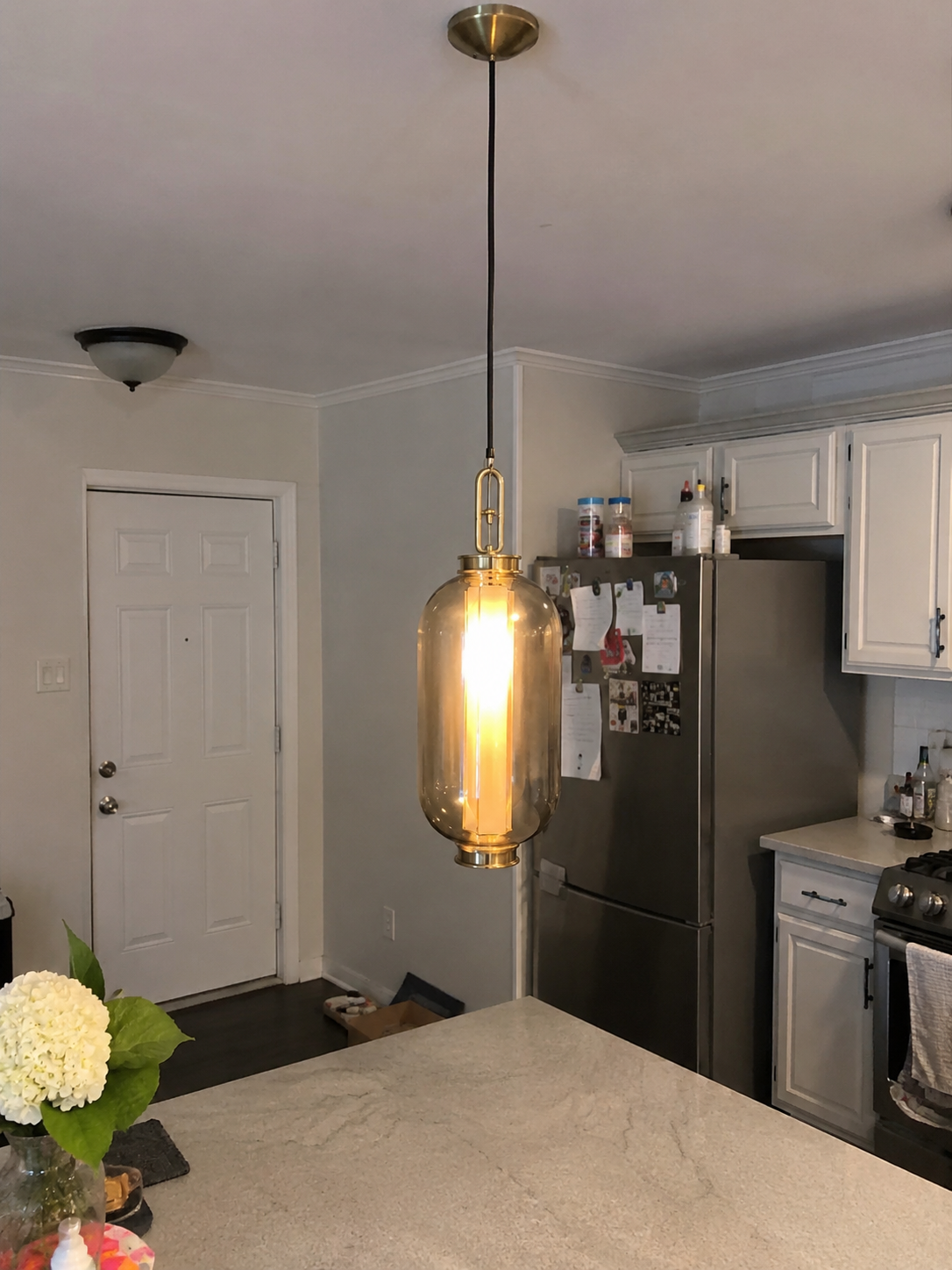 Isabelle | Amber Glass Lantern Pendant