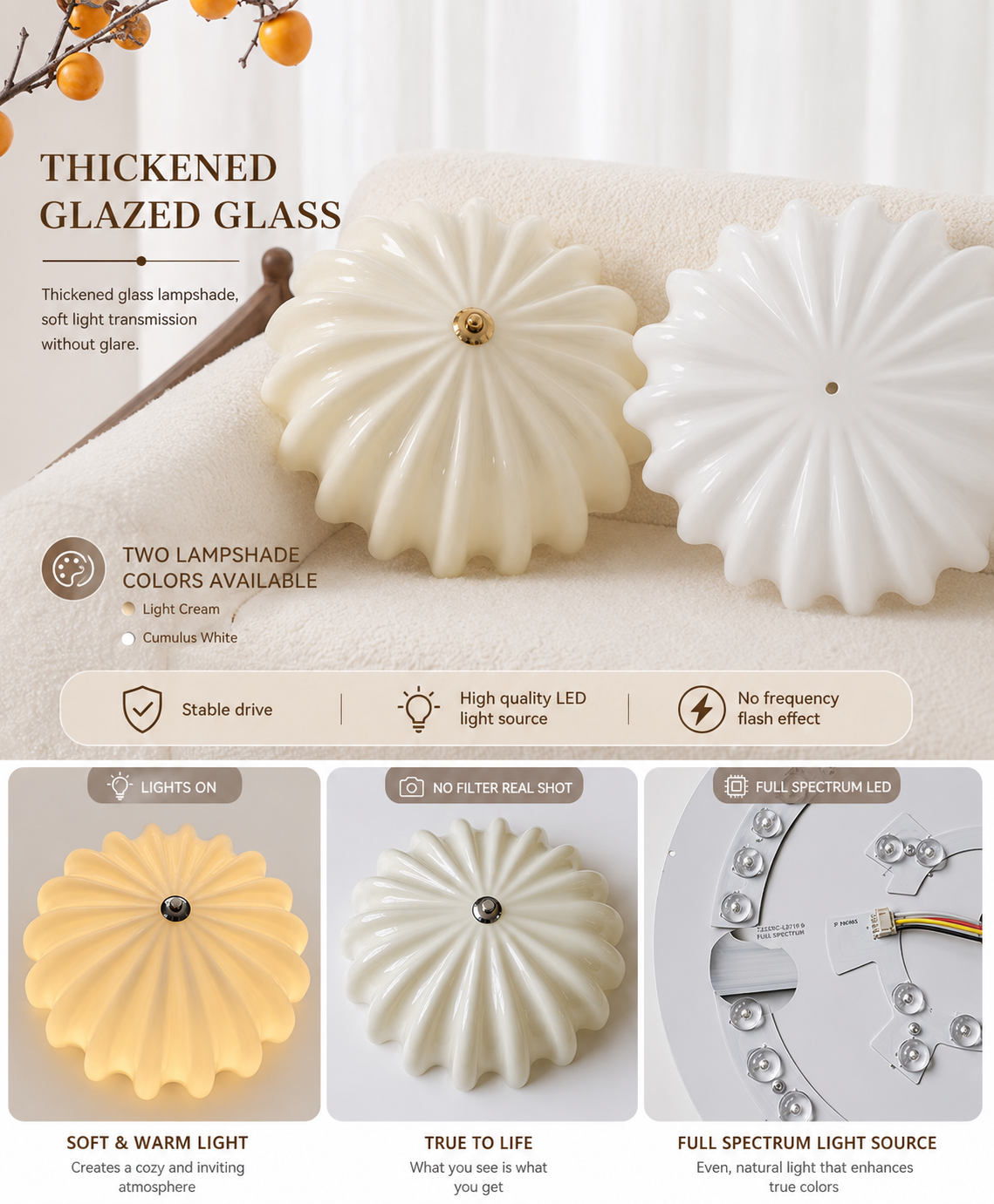 Seraphina | Cream Glass Ceiling Light