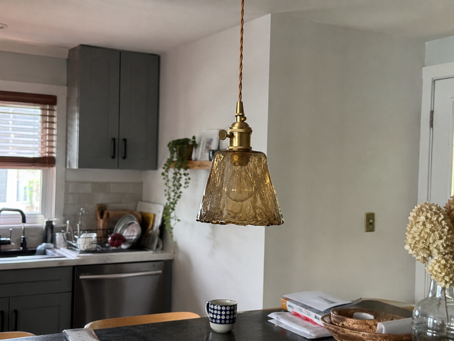 Celestine | Amber Glass Shade Pendant