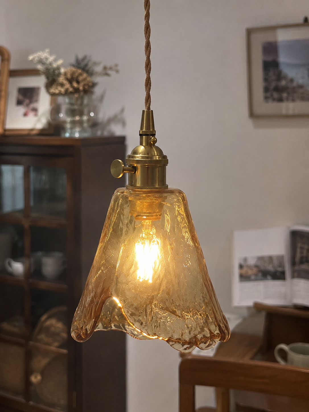 Celestine | Amber Glass Shade Pendant