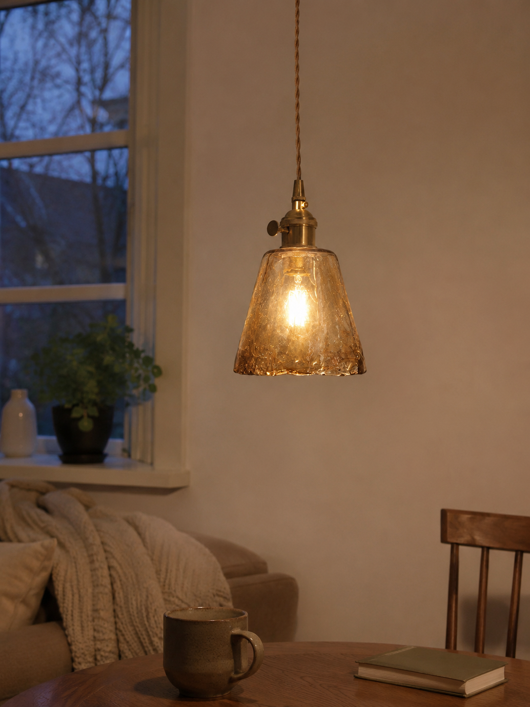 Celestine | Amber Glass Shade Pendant