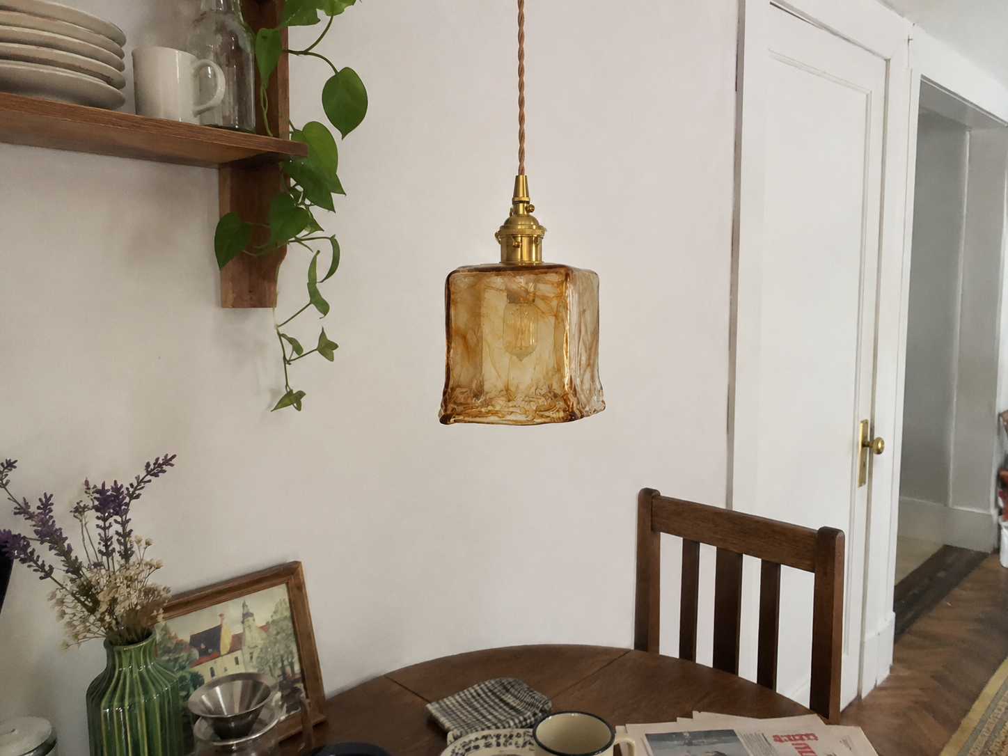 Celestine | Amber Glass Shade Pendant