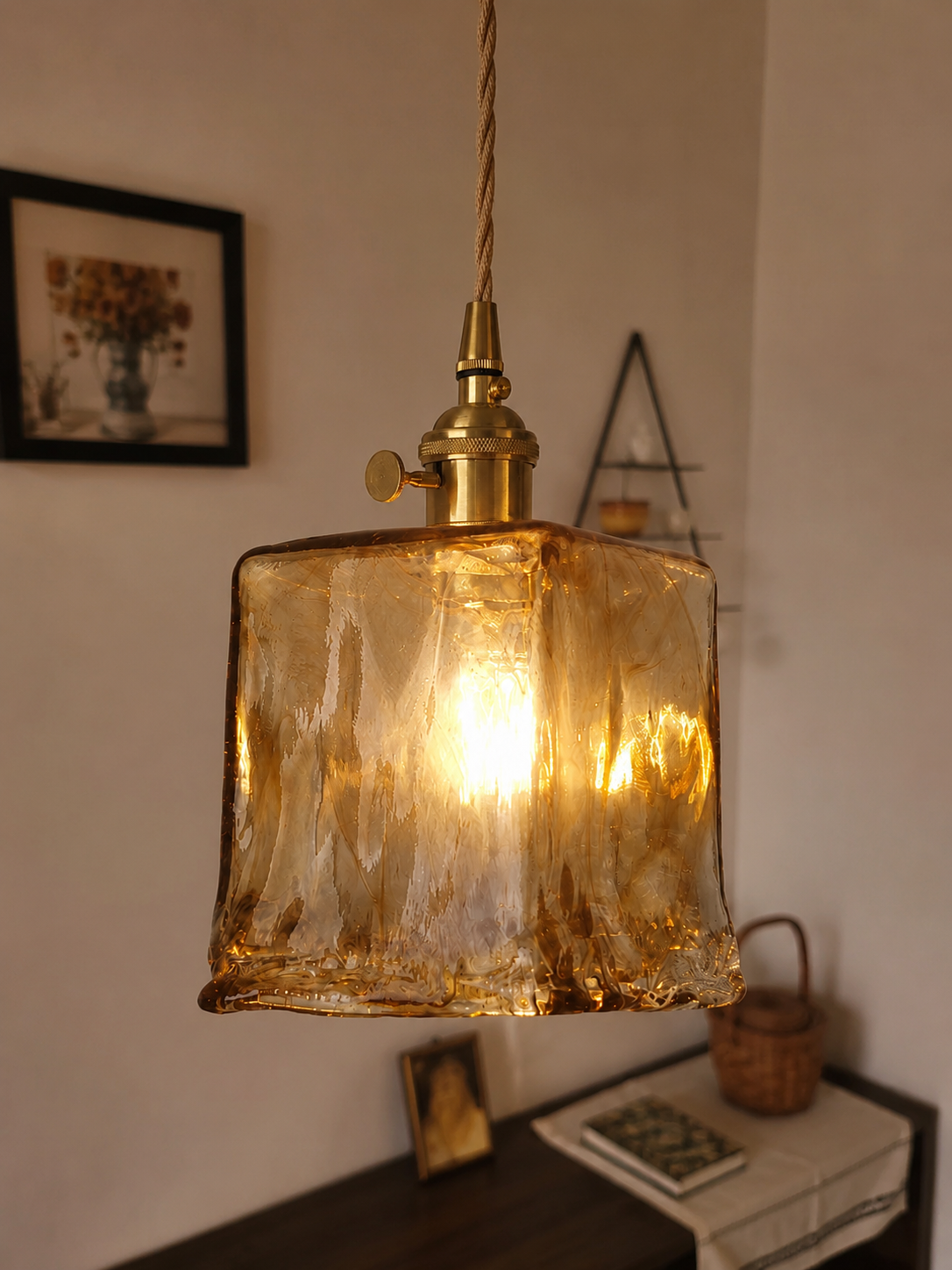 Celestine | Amber Glass Shade Pendant