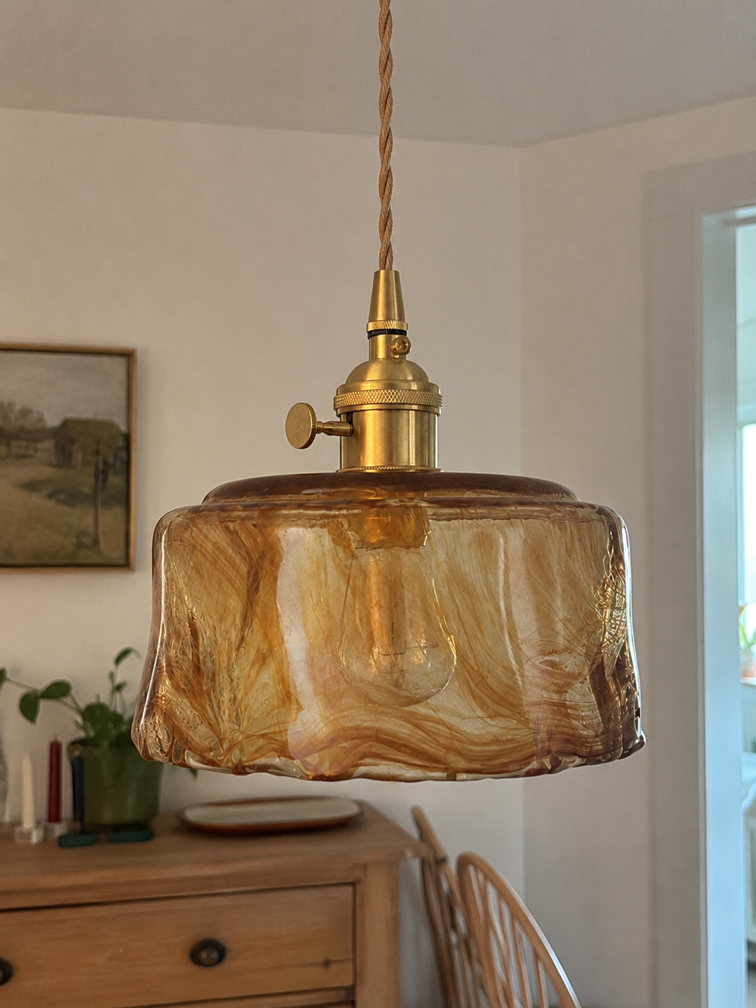 Celestine | Amber Glass Shade Pendant