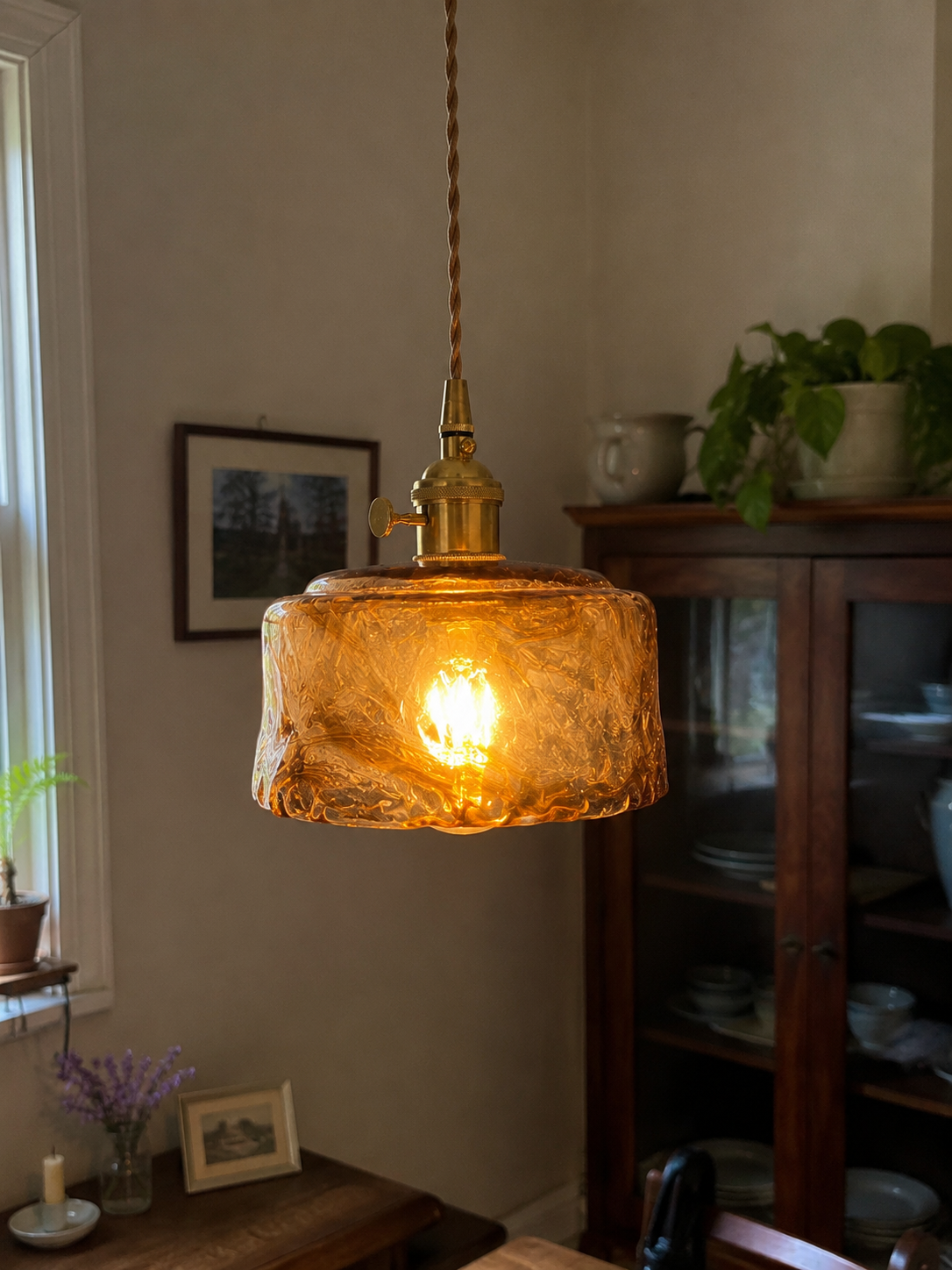 Celestine | Amber Glass Shade Pendant