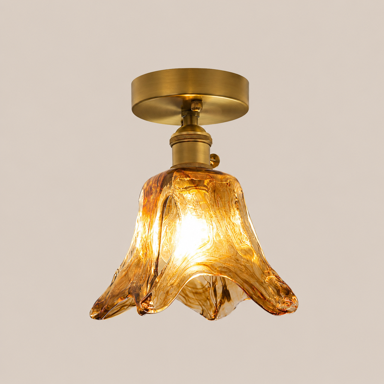 Josephine | Ruffled Amber Glass Ceiling Lamp
