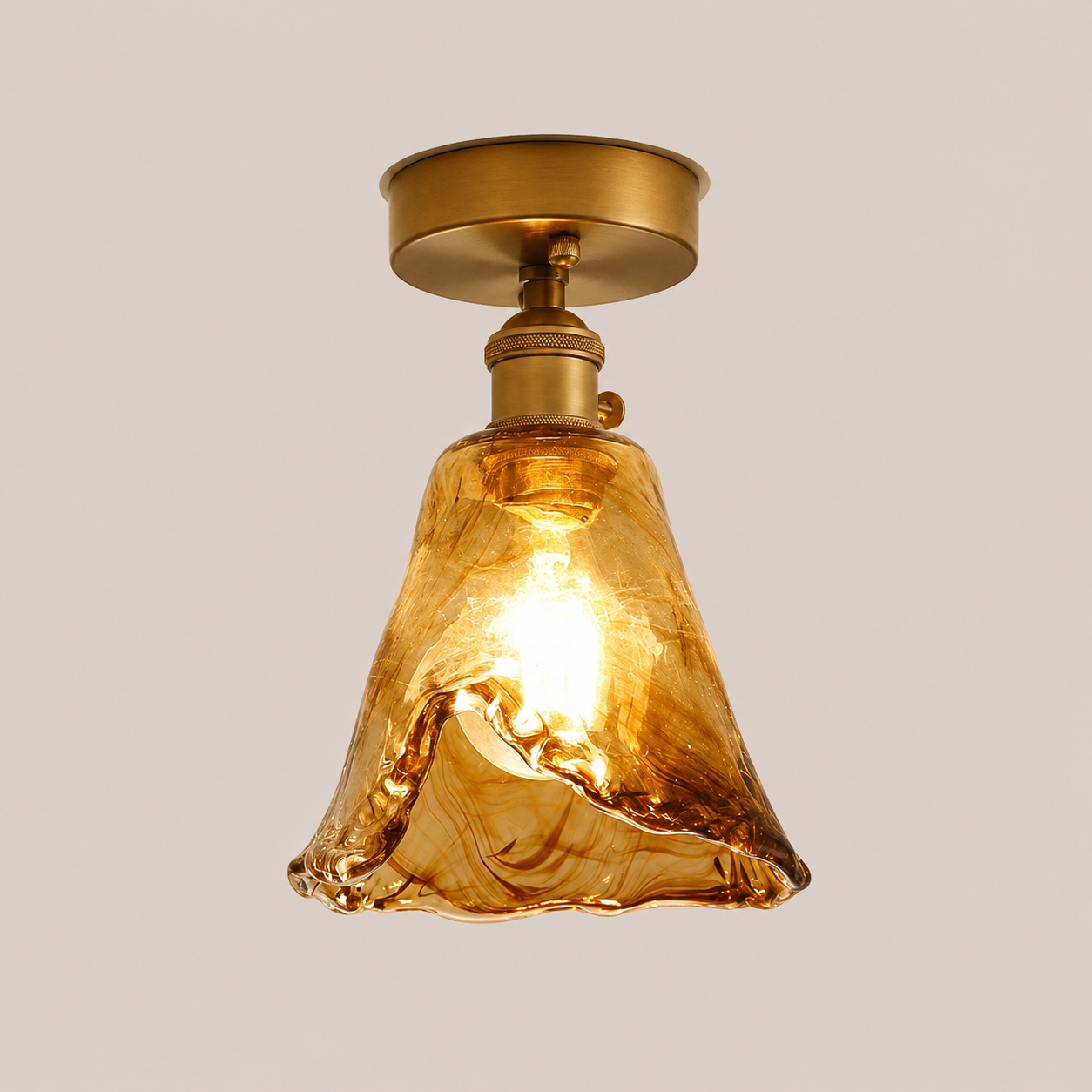 Josephine | Ruffled Amber Glass Ceiling Lamp