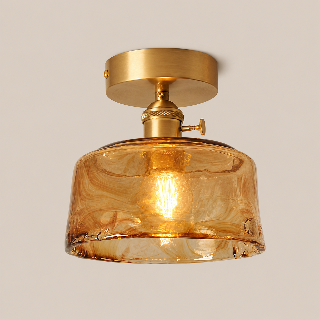 Josephine | Ruffled Amber Glass Ceiling Lamp