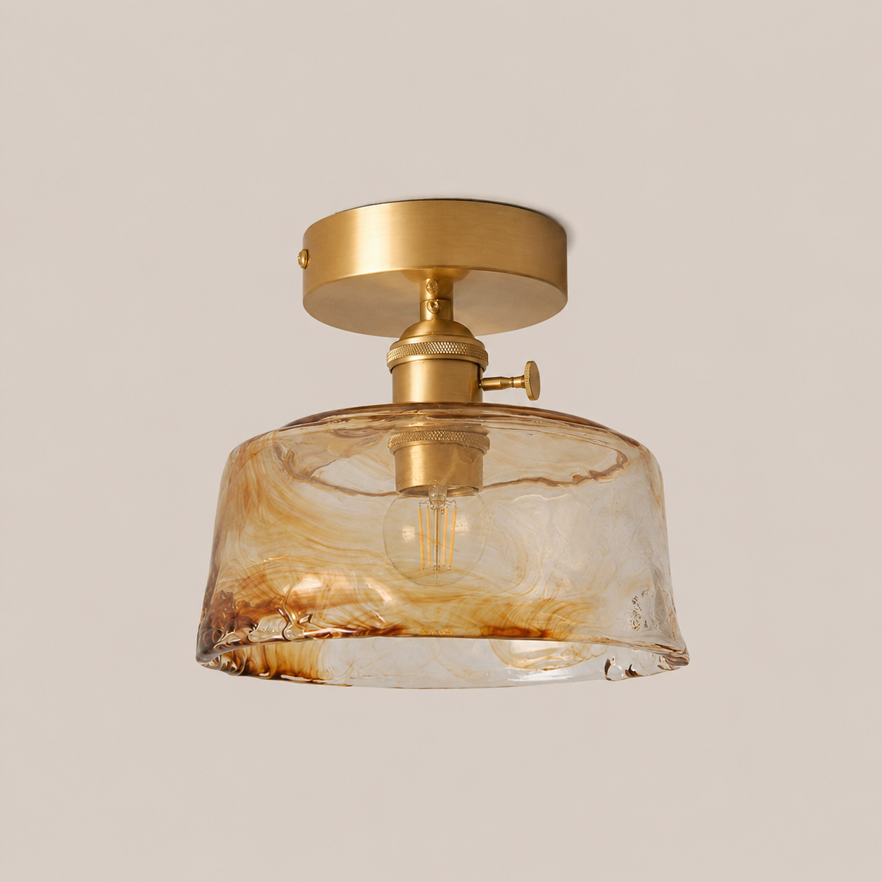 Josephine | Ruffled Amber Glass Ceiling Lamp