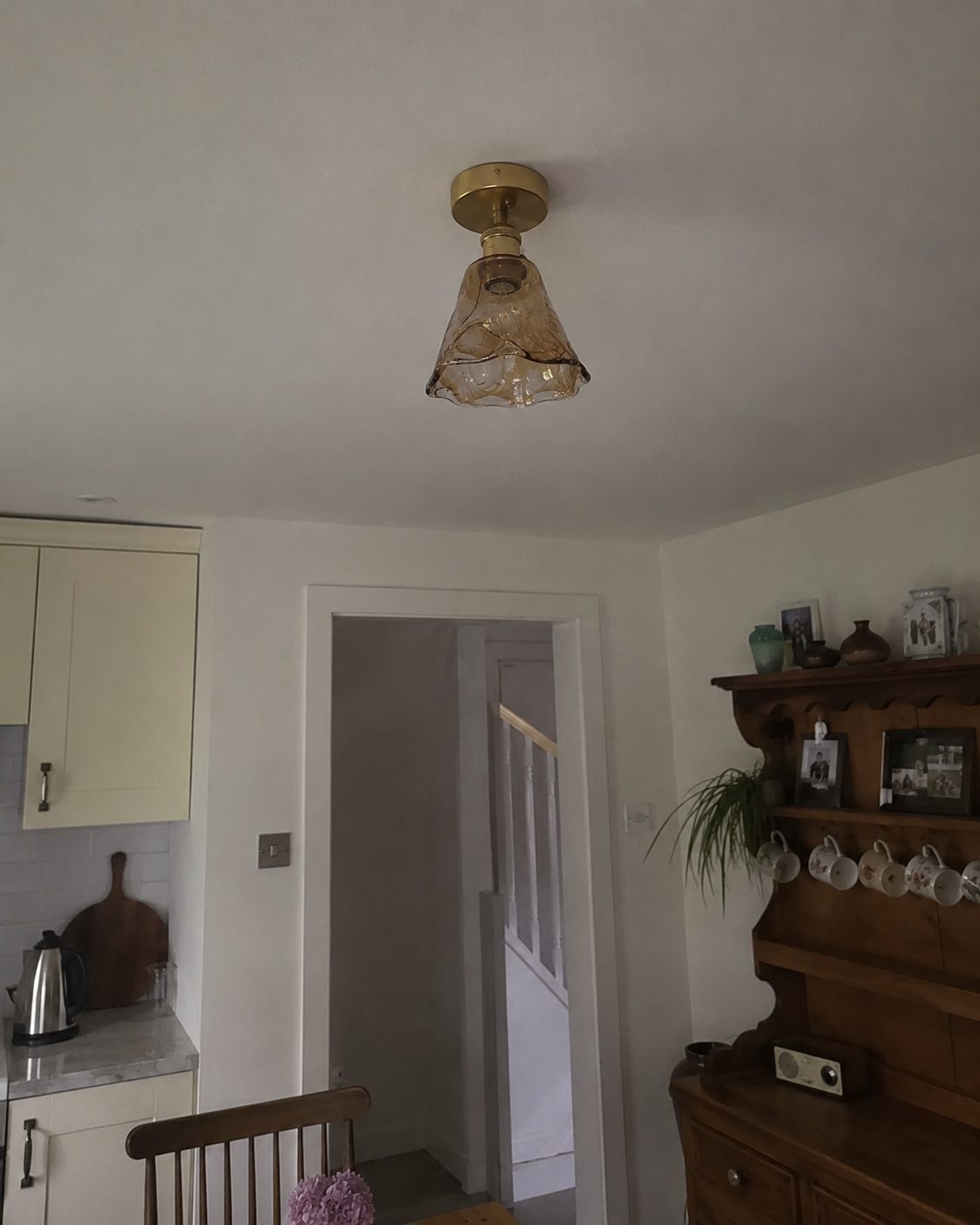 Josephine | Ruffled Amber Glass Ceiling Lamp