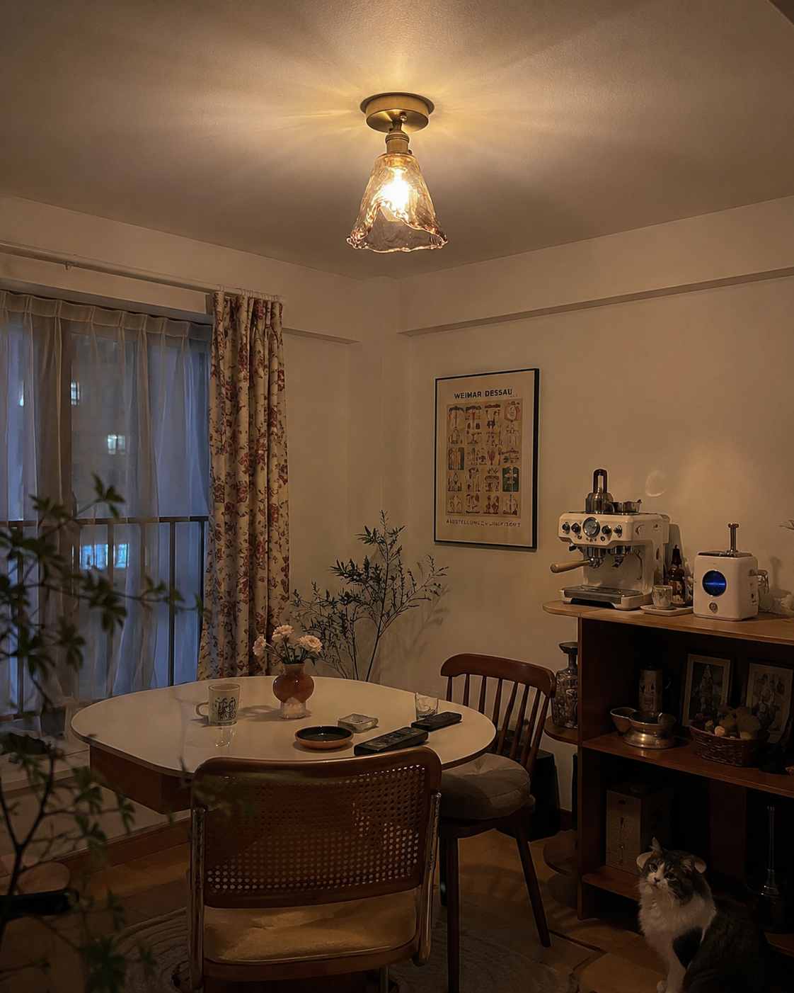 Josephine | Ruffled Amber Glass Ceiling Lamp