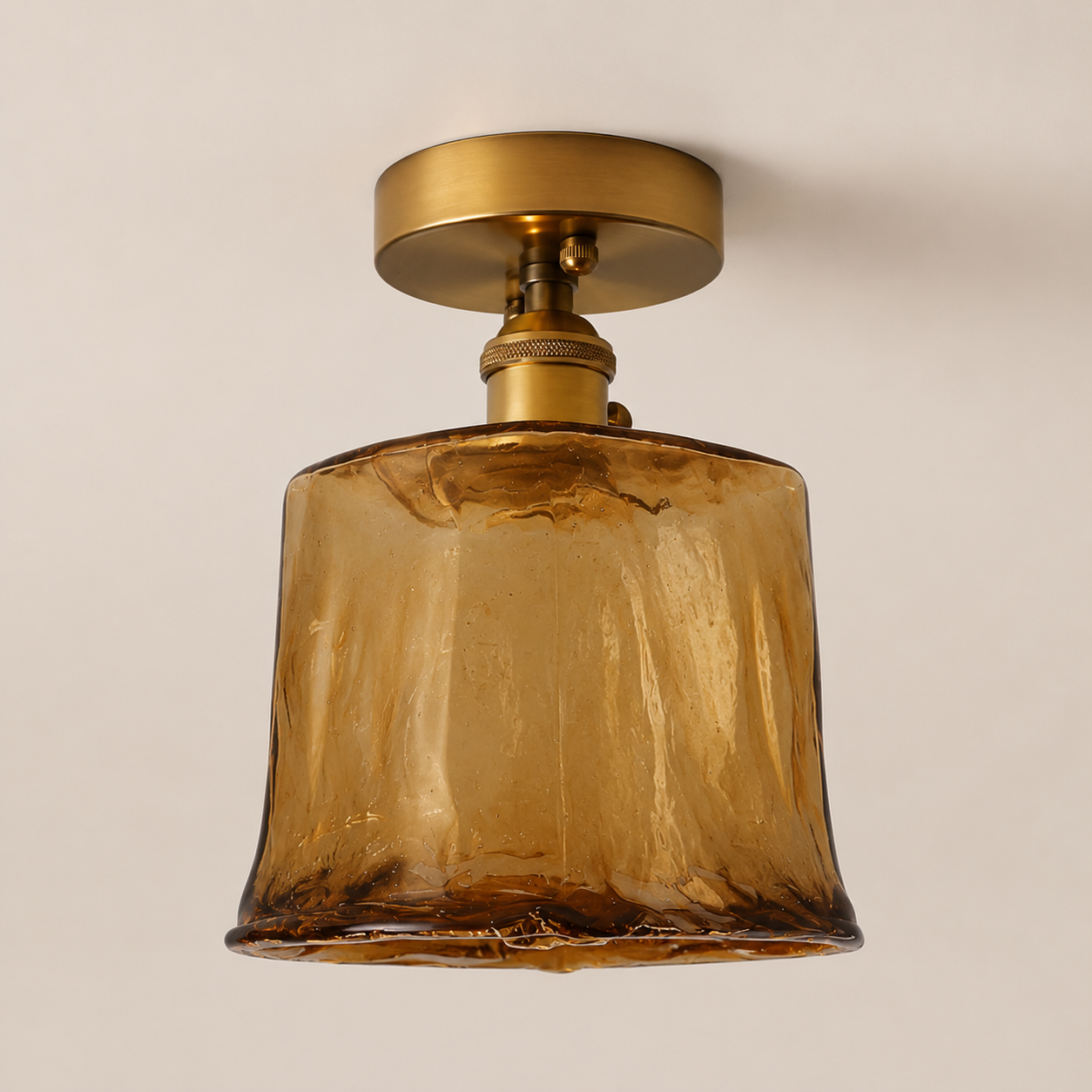 Josephine | Ruffled Amber Glass Ceiling Lamp