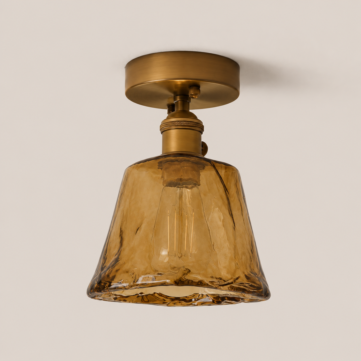 Josephine | Ruffled Amber Glass Ceiling Lamp