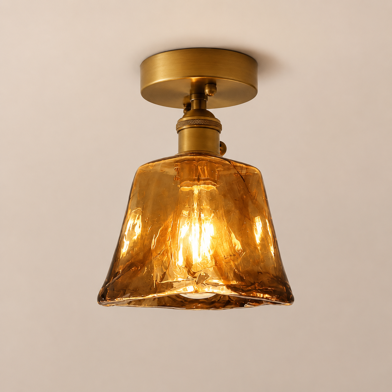 Josephine | Ruffled Amber Glass Ceiling Lamp