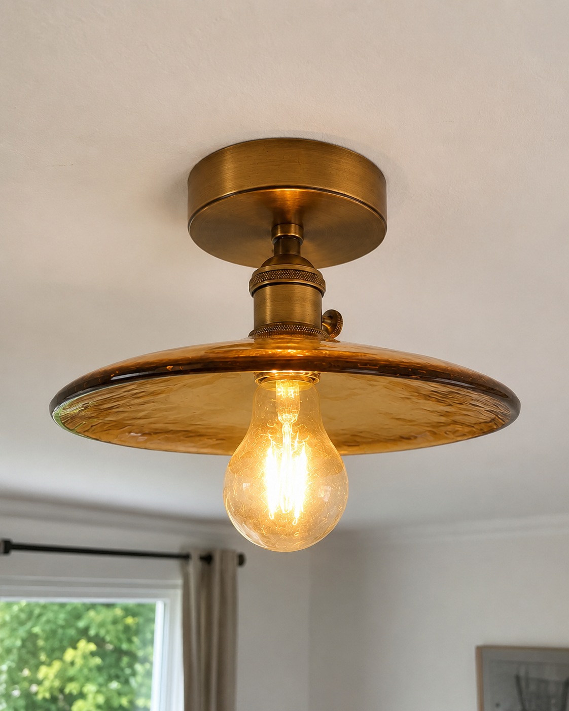 Evangeline | Amber Glass Ceiling Lamp