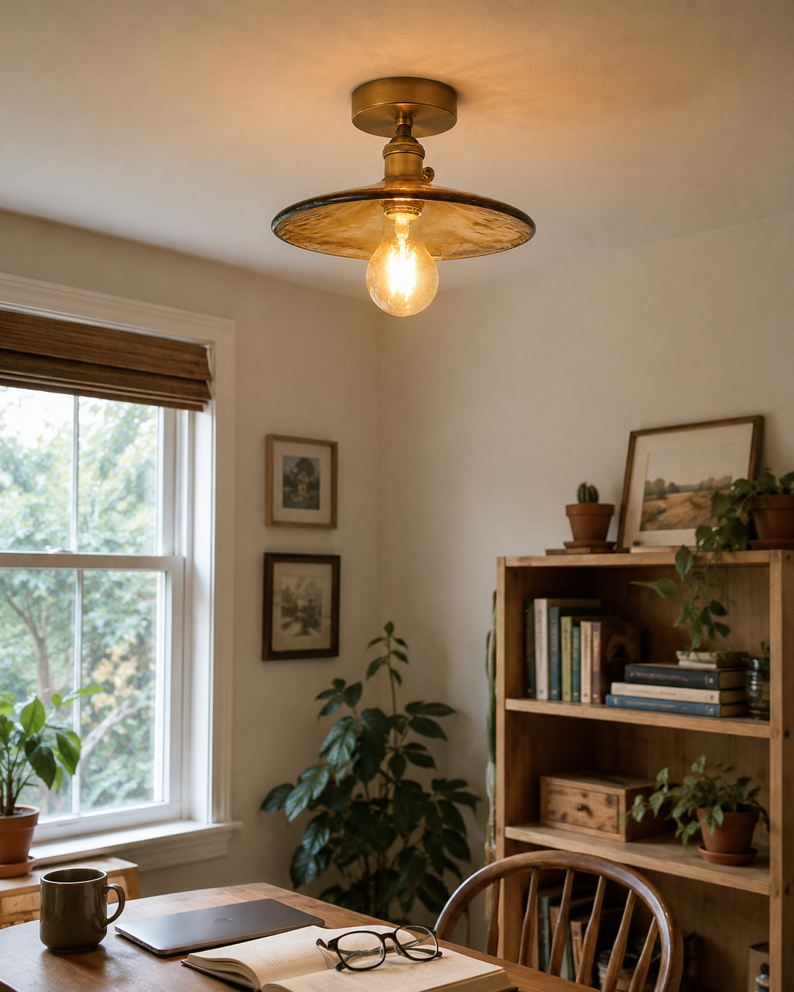 Evangeline | Amber Glass Ceiling Lamp