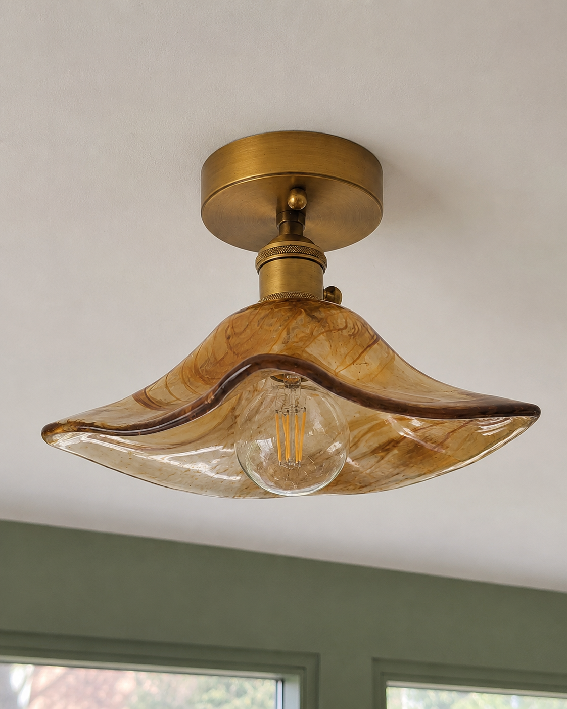 Evangeline | Amber Glass Ceiling Lamp